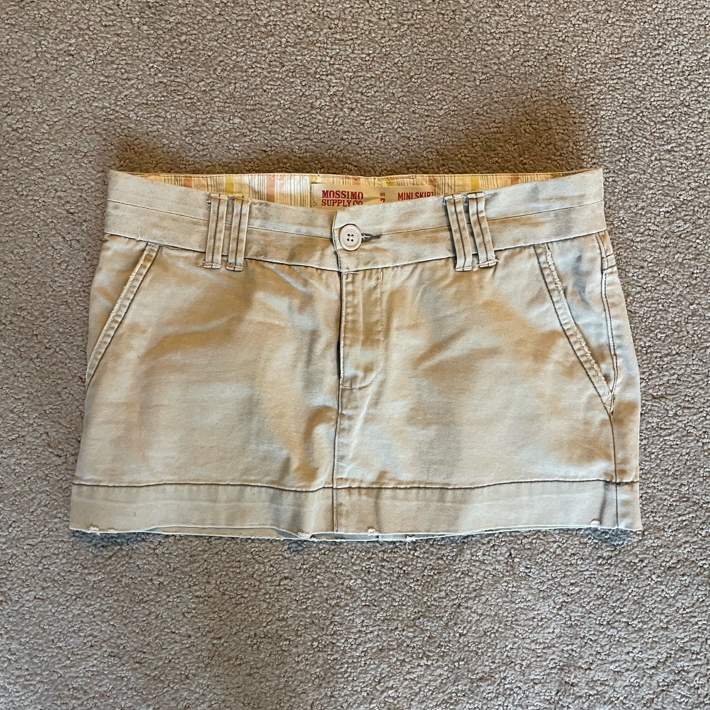 Khaki tan vintage mini low rise skirt by Mossimo